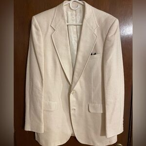Vintage M. Wyatt Malliards Cream‎ Blazer Sport Coat Mens 100% Silk